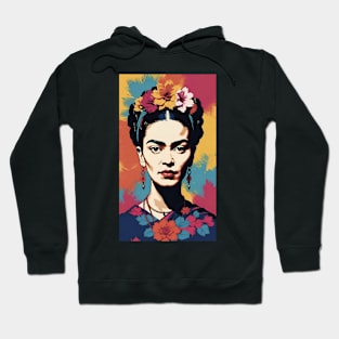 Frida's Radiant Reverie: Colorful Portrait Hoodie